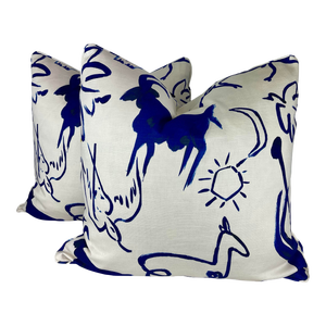 Kelly O’Neil “Pablo” in Indigo 22” Pillows-A Pair