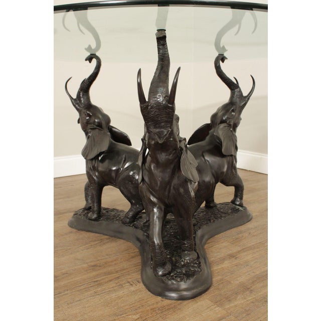 Contemporary Glass Top Bronze Elephants Center Table For Sale - Image 10 of 12