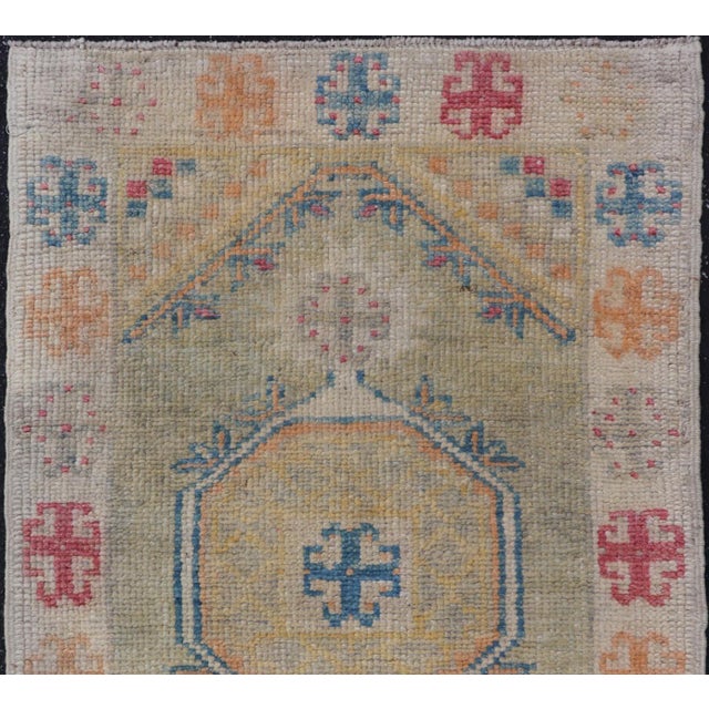 Measures: 2'6 x 4'1 This Reproduction Turkish Oushak Rug beautifully captures the essence of traditional Turkish...