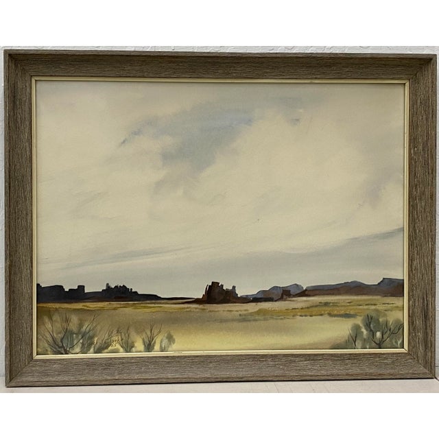 Gray Michael J. Clarke "Mesquite, Nevada" Original Watercolor C.1965 For Sale - Image 8 of 8
