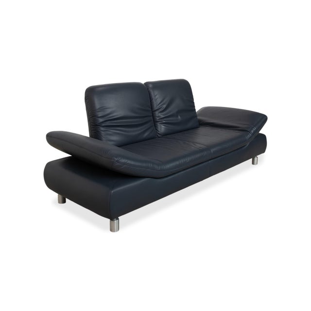 Modern Blue Leather Rivoli Two-Seater Sofa with Manual Function from Koinor For Sale - Image 3 of 18
