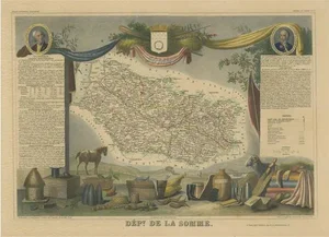 Antique Hand-Colored Map of Somme, France