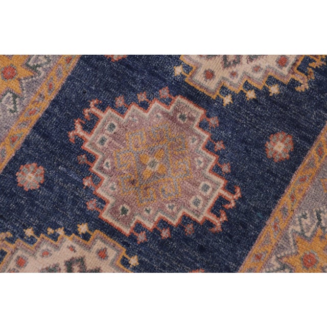 Tribal Kazak Bohemian Blue/Gray Wool Rug - 2'0''x3'0'' For Sale - Image 4 of 10