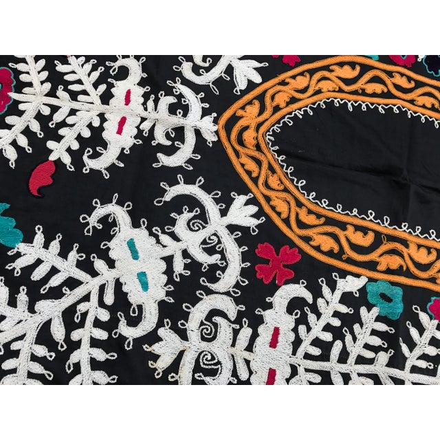 Boho Chic Vintage Black & White Suzani Fabric For Sale - Image 3 of 6