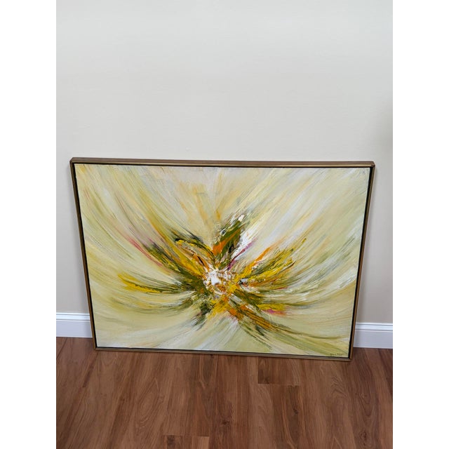 Textile Mid-Century Abstract Oil Painting Canvas Rita L. Frost For Sale - Image 7 of 14