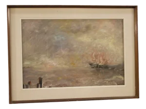 Italian Artist, Seascape in Impressionist Style, 1960, Oil on Canvas, Framed