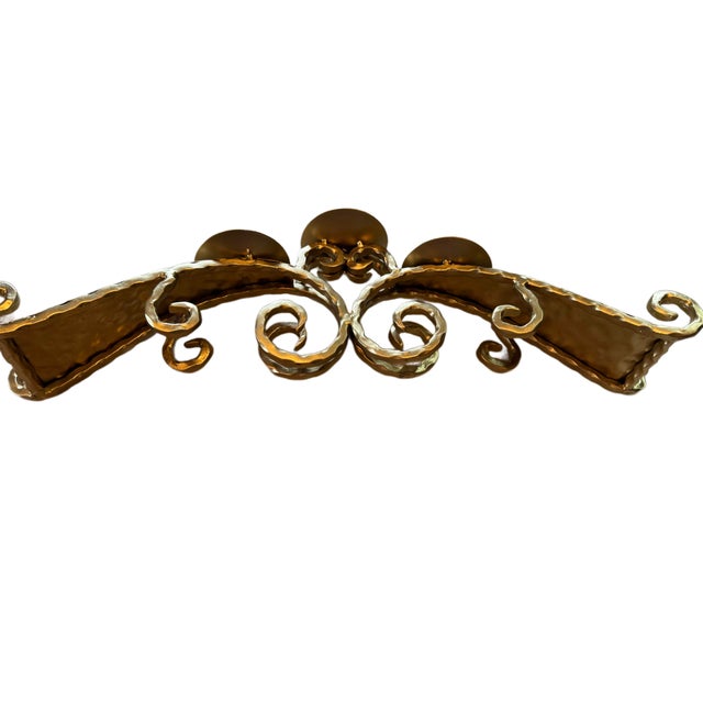 Vintage Ornate Metal Three-Candle Scrollwork Centerpiece Candelabra For Sale In Houston - Image 6 of 10