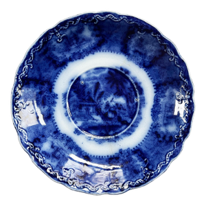 Petite Flow Blue Transferware Plate, New Wharf Pottery England, 19th Century