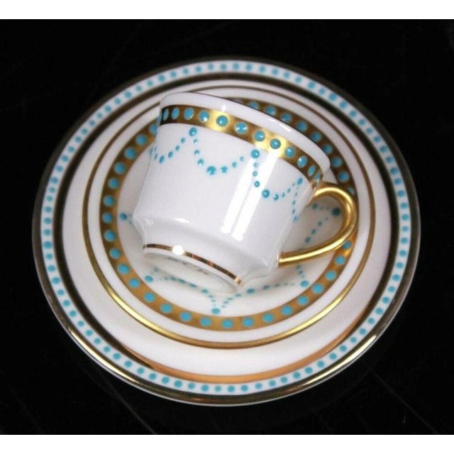 1980s Jewelled Miniature Porcelain Cup, Saucer and Plate by Ken Russell, 1980s, Set of 3 For Sale - Image 5 of 8