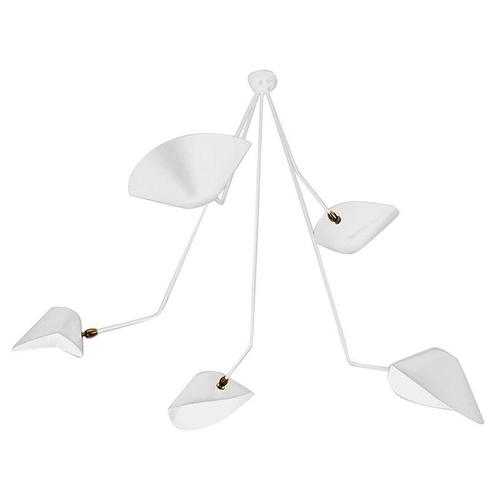 Modern White Spider Ceiling Lamp with Five Curved Fixed Arms by Serge Mouille For Sale - Image 6 of 6