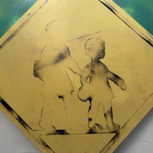 1970s Vintage Japanese School Zone Warning Sign, 1970s For Sale - Image 5 of 9