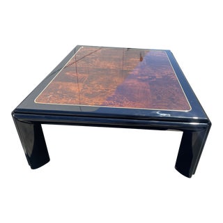 Henredon Black Lacquer Coffee Table Vintage For Sale
