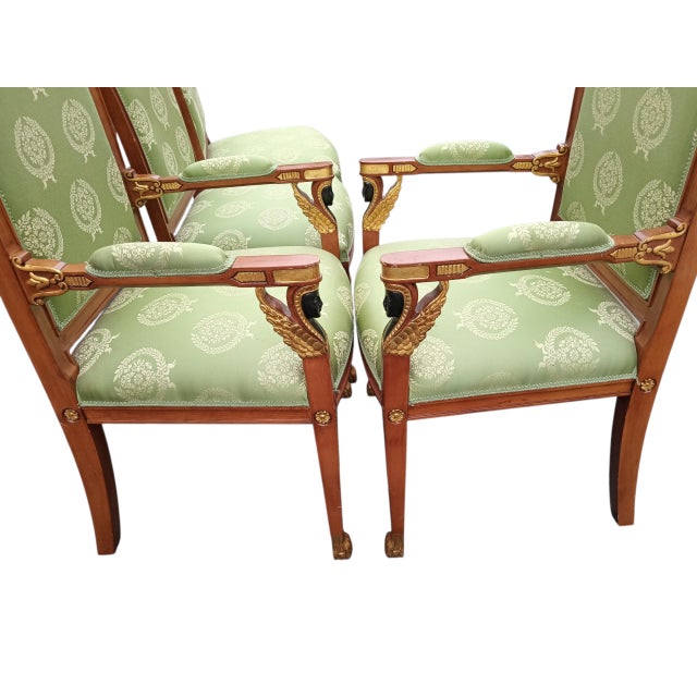 Avocado Experience the Height of 19th-Century Elegance With This Exquisite Set of French Empire Style Chairs. For Sale - Image 8 of 12