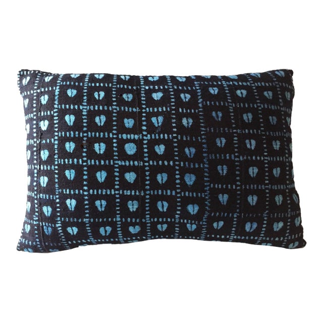African Custom Made Indigo Cloth Pillow 20" by 13" For Sale