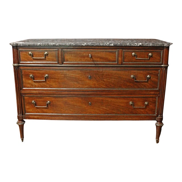 Circa 1780 French Louis XVI Period Marble Top Commode For Sale
