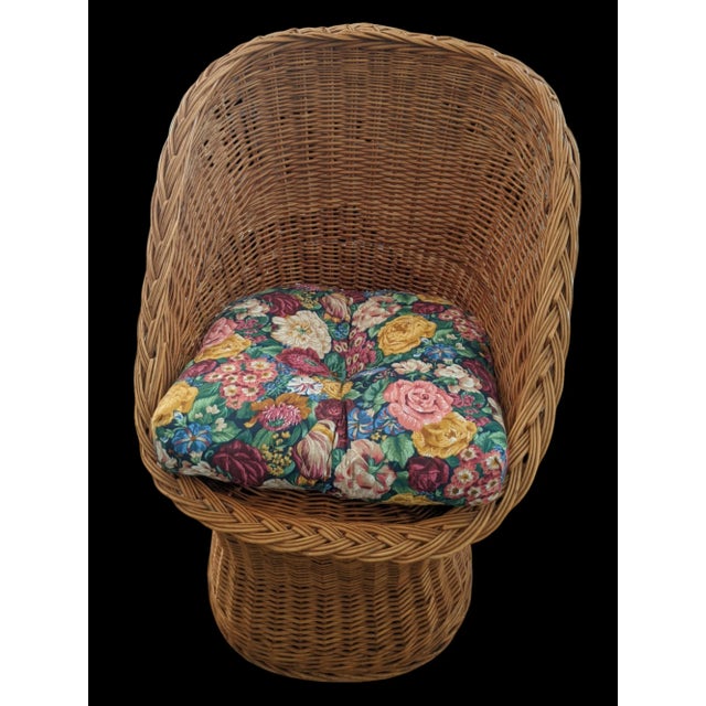 Mid 20th Century Vintage Coastal Braided Rattan Chair For Sale - Image 5 of 12