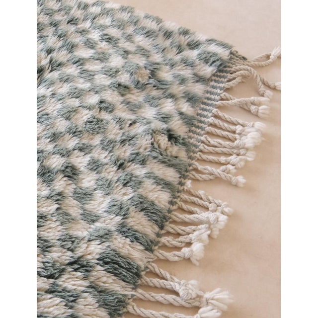 Textile Checkered Sage Green Moroccan Wool Rug - 9.1 X 5.8 Ft For Sale - Image 7 of 10