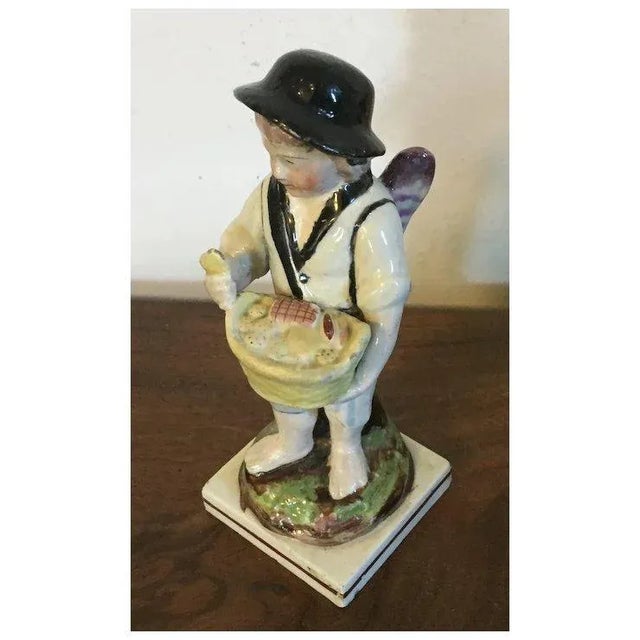 Antique Early 19th Century English Georgian Staffordshire Pearlware Figure of a Bread Seller With Angel Wings For Sale - Image 9 of 12