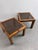 1960s Brandt Furniture Mid Century Campaign Parsons Side Tables With Caning Inset and Glass Top - a Pair For Sale - Image 11 of 12