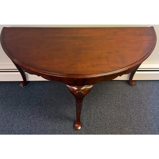 1990s Kincaid Solid Cherry Georgian Demi Lune Console Table For Sale - Image 5 of 12