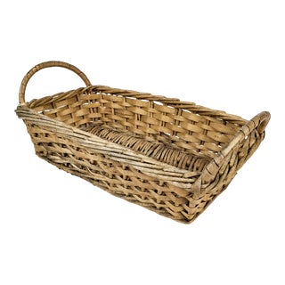 Vintage Wicker Bread Basket For Sale