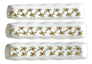 Limoges France Porcelain Hand, Painted Jewelry or Trinket Trays Set of 3