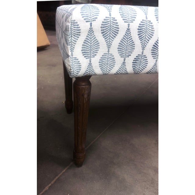 Vintage Lee Industries Mumbai Ink Fabric Upholstered Bench For Sale - Image 9 of 13