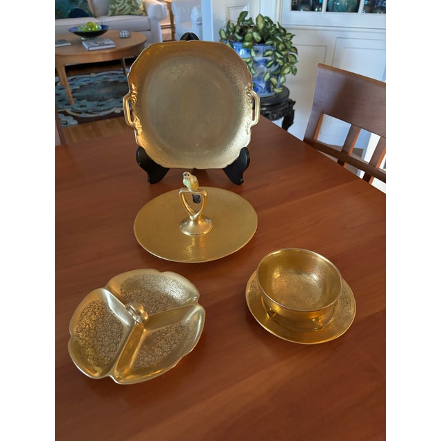 Pickard China Antique & Vintage 25 Piece Pickard 1930’s 22k Gold Hand-Painted China-Includes Some Hutschenreuther For Sale - Image 4 of 12