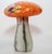 Murano Style Italian Art Glass Mushroom Toadstool Paperweight Orange with Millefiori and White 1980s. Beautiful vintage...