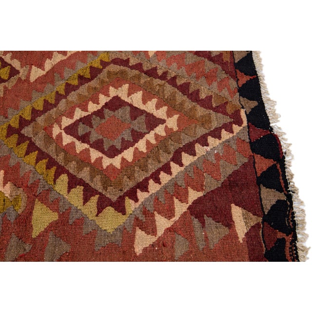 1960s Vintage Turkish Kilim Rust Handmade Tribal Wool Rug For Sale In New York - Image 6 of 8