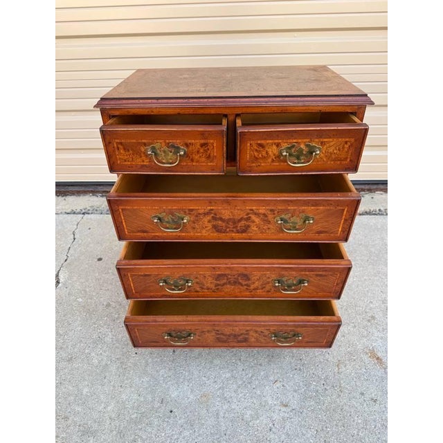 Vintage Chippendale Burled Wood Chest of Drawers For Sale - Image 10 of 11