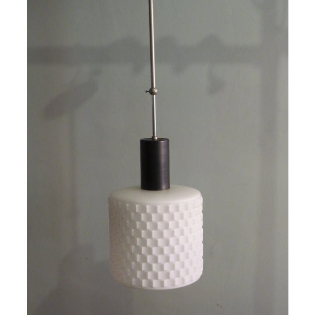 Art Deco Hanging Lamp with White Shade in Frosted Glass, 1930s For Sale - Image 3 of 11
