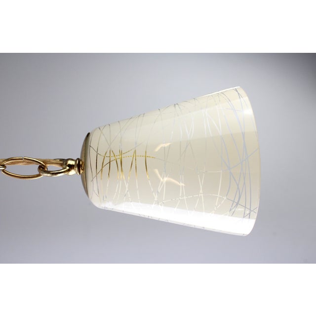Glass shade with etched striped decoration Up to 250V (Europe/UK Standard).The wiring of this item may be original and...