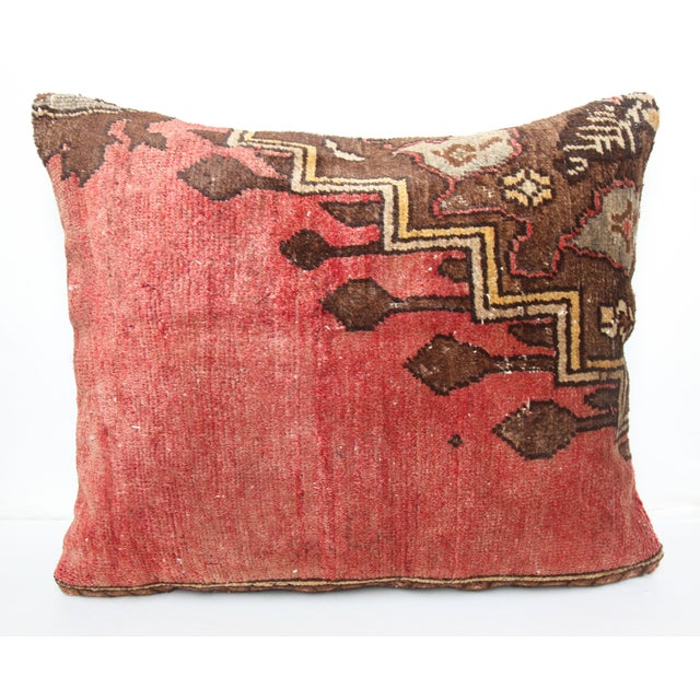 Art Deco Handwoven Vintage Tribal Throw Rug Pillow -22'' X 26'' For Sale - Image 3 of 8