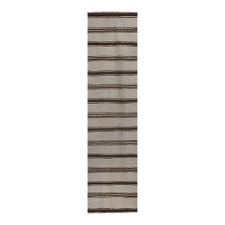 Striped Organic Hemp Kilim Rug 2'6'' X 9'4'' For Sale