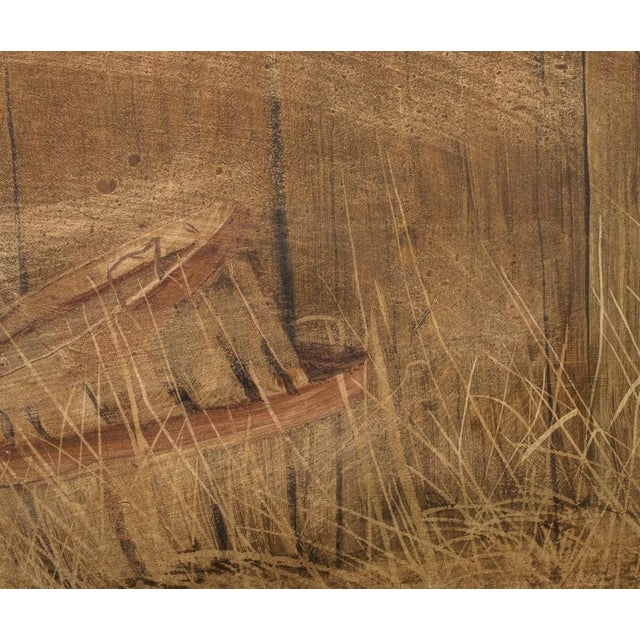 Jon Legere (American, 1944-1996), "Standing Still", Oil on Canvas, depicting a barn door with vessels, signed lower left,...