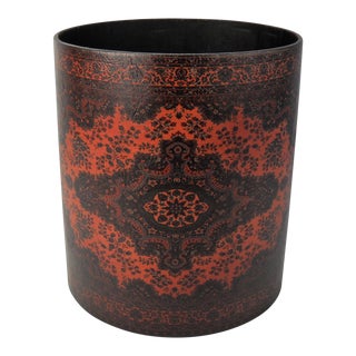 Paisley Printed Wood Waste Basket For Sale