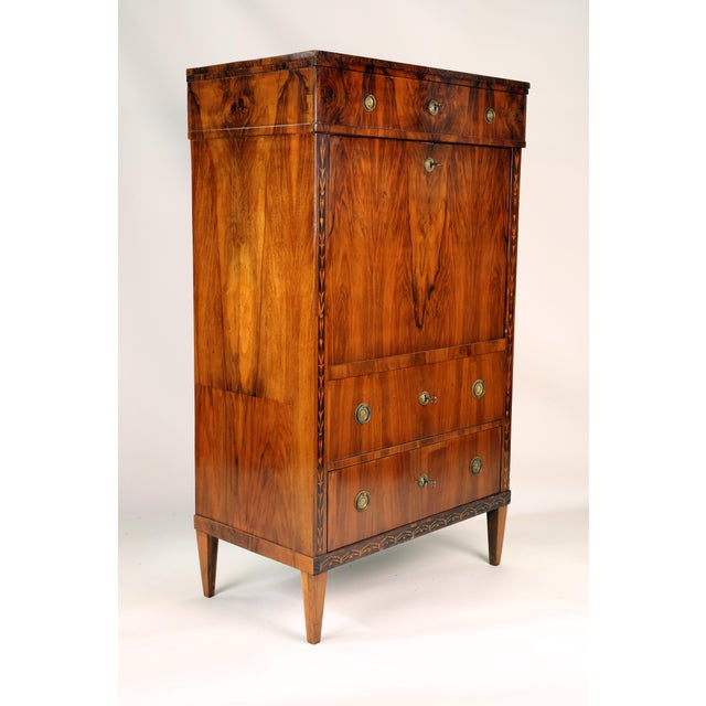 Classical Inlaid Walnut Secretary, 1800s For Sale - Image 3 of 18