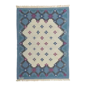 Anne Marie Boberg Vintage Swedish Kilim Rollakan Rug, 5'7 X 7'7