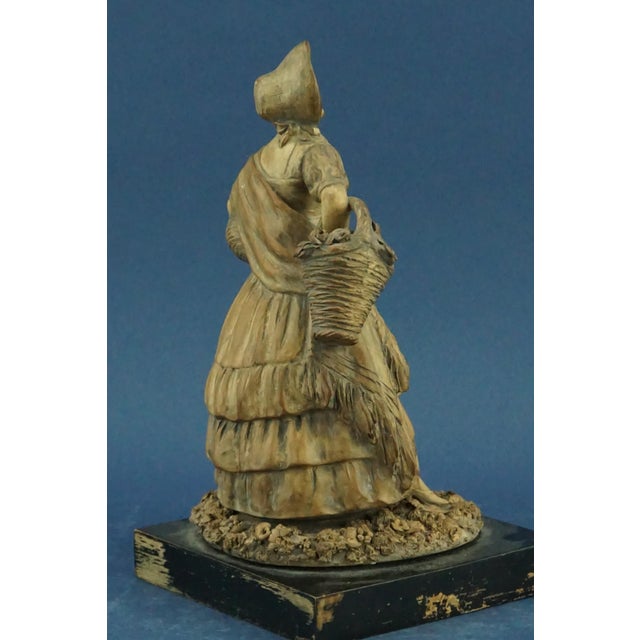 Ceramic 20th Century Terracotta Sculpture of Lady in 18th Century Clothes with a Basket of Flowers by G. Launeck, Austria, Early 1900s For Sale - Image 7 of 18