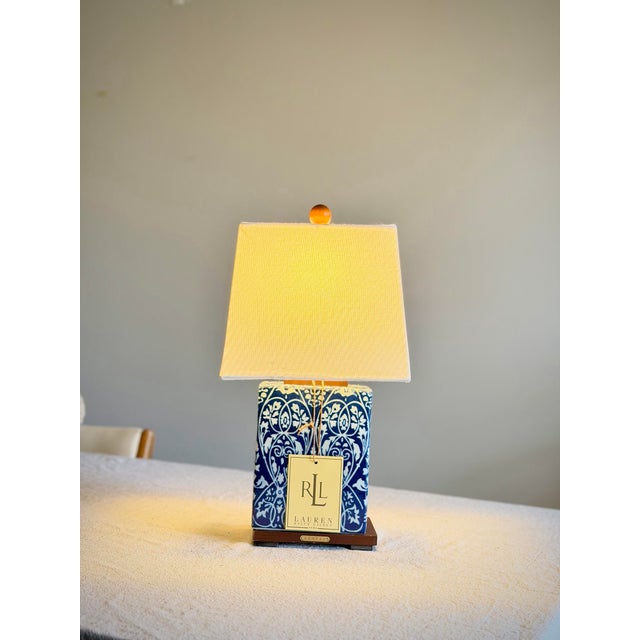 Ralph Lauren Home Blue and White Chinoiserie Porcelain Lamp, Vineyard Pattern For Sale - Image 12 of 12