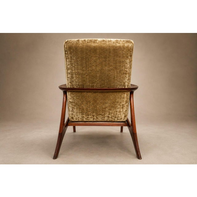 Vladimir Kagan Vladimir Kagan Lounge Chair in Brazilian Rosewood & Velvet, Brazil, 1958 For Sale - Image 4 of 18