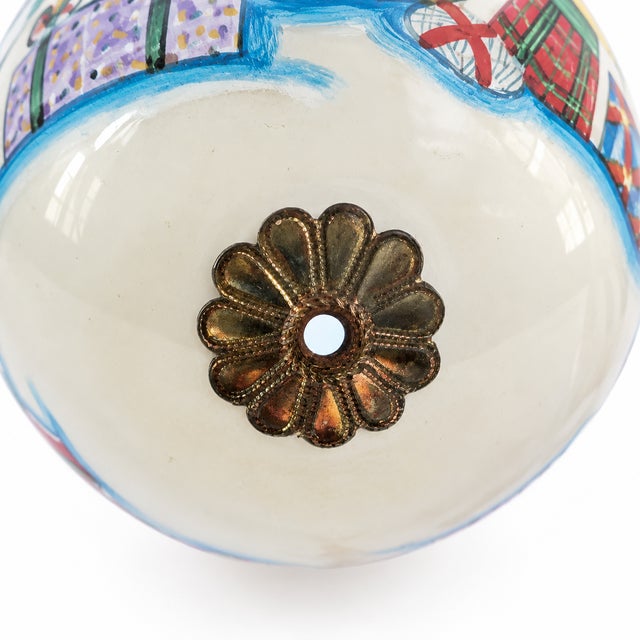 Orange Hand-Painted Blown Glass Christmas Ornaments, Eastern Europe, 1950s, Set of 4 For Sale - Image 8 of 9