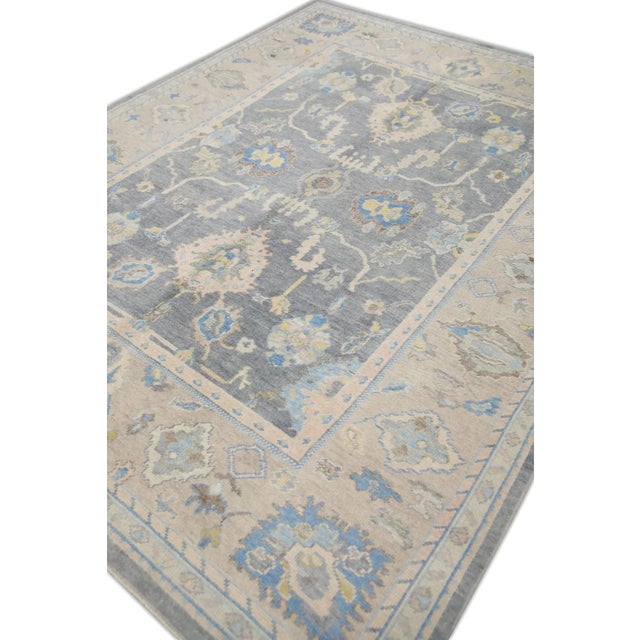 Early 21st Century Gray Multicolor Handwoven Turkish Oushak Rug 7'11" X 9'11" For Sale - Image 5 of 7