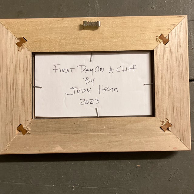 Abstract Contemporary Original Judy Henn Abstract Ink Drawing/Collage “First Day on a Cliff” Framed For Sale - Image 3 of 3