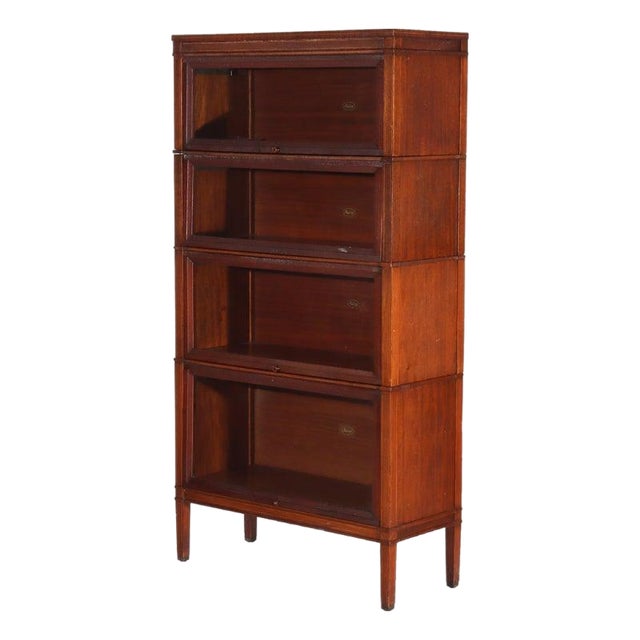 Arts & Crafts Macey Satinwood Banded Mahogany Barrister Bookcase C1920 For Sale