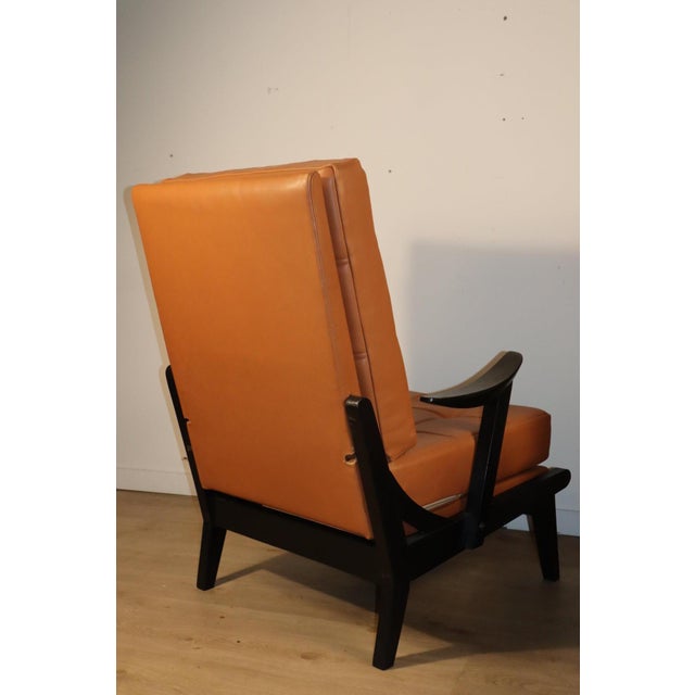 Vintage Armchair in Black Wood and Caramel Leather, 1950s For Sale - Image 18 of 18