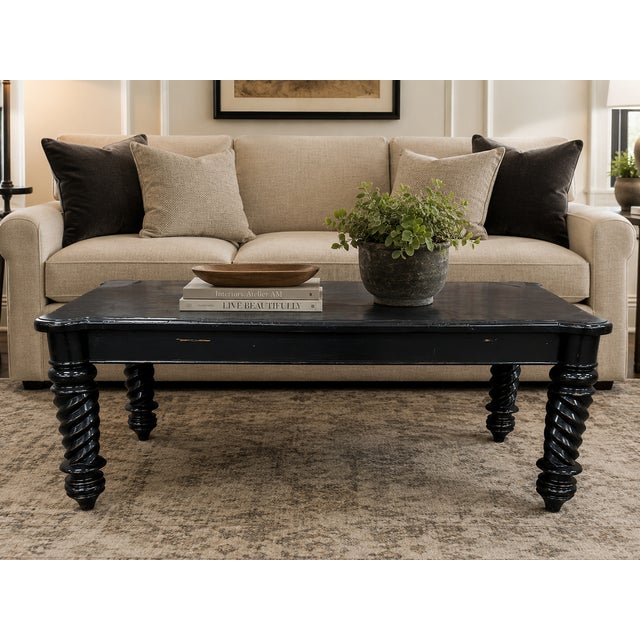 Rustic Woodland Furniture Coffee Table Rustic Country Distressed Black For Sale - Image 3 of 11