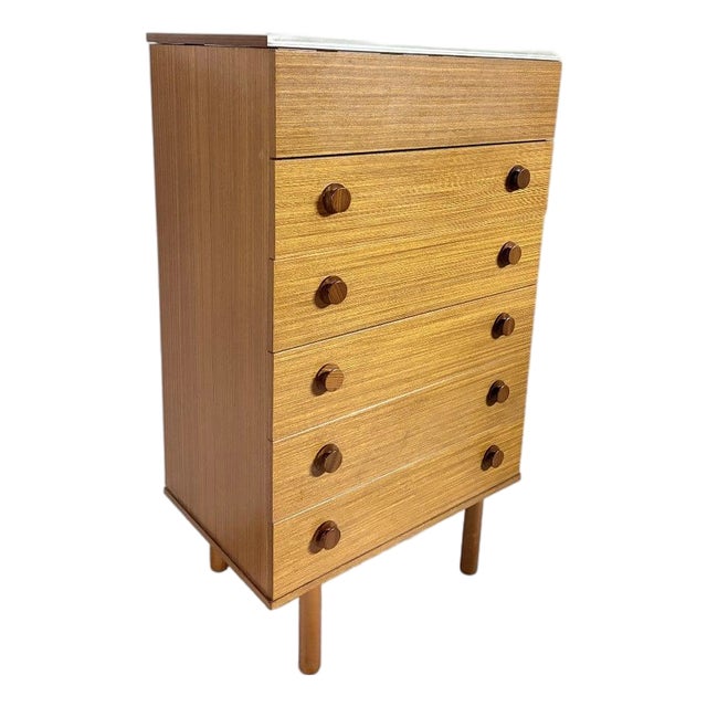 Mid-Century Modern Teak Chest of Drawers with Lift-Up Mirror, 1960s For Sale