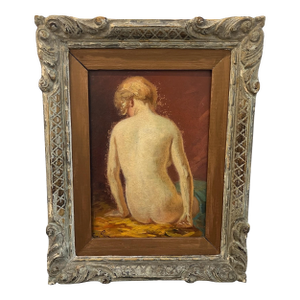 Signed Oil on Panel Female Nude